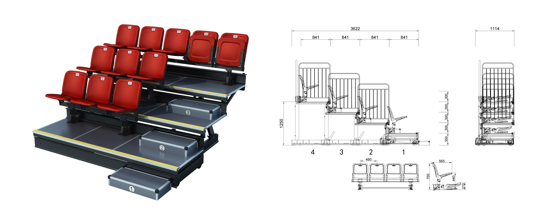斐特后置伸缩看台